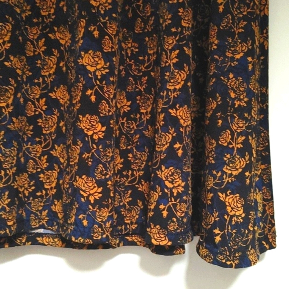 LuLaRoe Midi Skirt Tan Roses XS